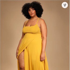 Dreamy Romance Mustard Yellow Backless Maxi Dress